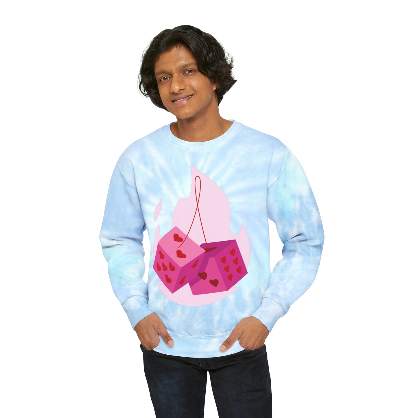 Dice Hearts Style Unisex Tie-Dye Sweatshirt