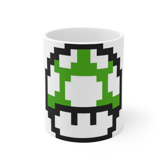 Mushroom 1UP 8 Bit Retro Ceramic Mug 11oz