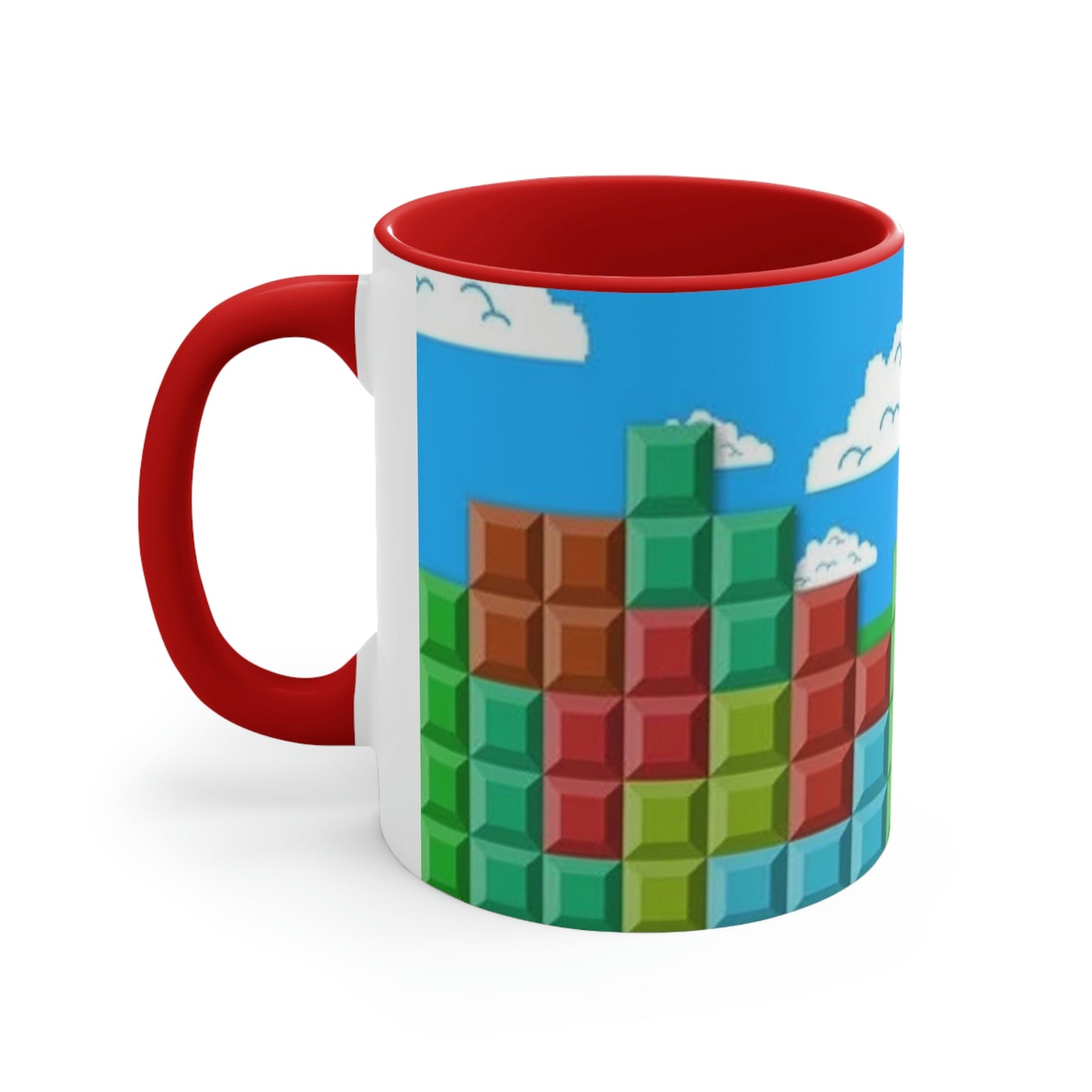 Video Game Tetris Style Scenic Background Accent Coffee Mug, 11oz