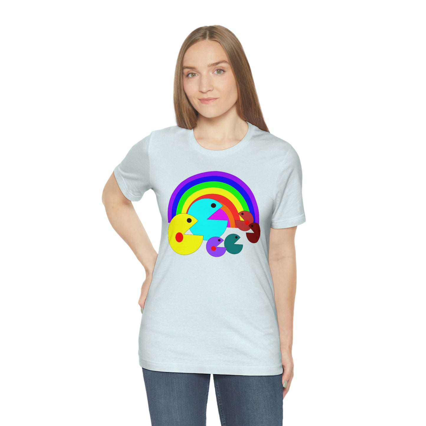 Pac Man Style Rainbow Unisex Jersey Short Sleeve Tee