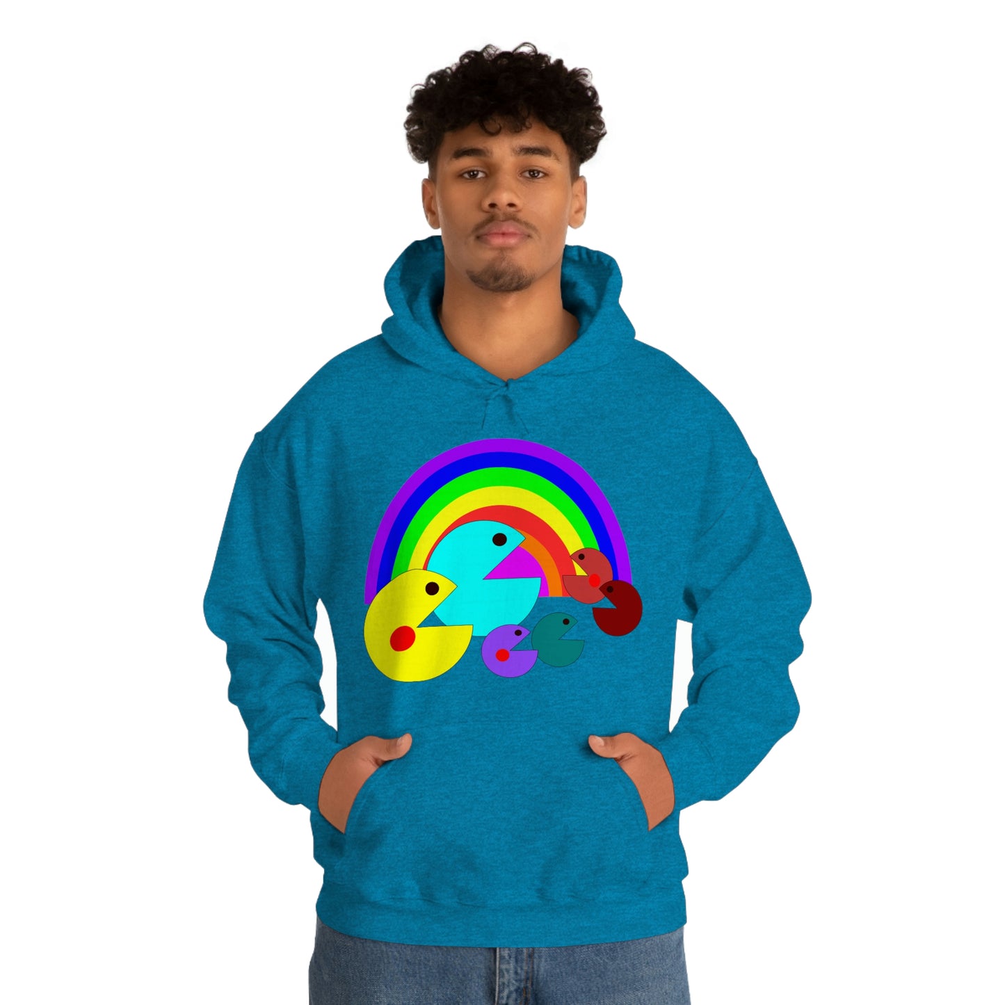 Pac Man Style Ranbow Unisex Hooded Sweatshirt