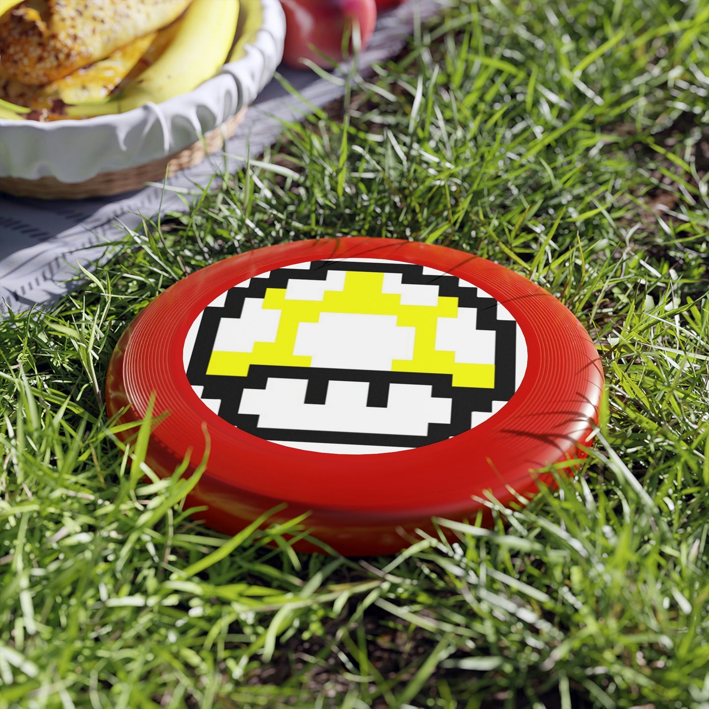 Yellow 8 Bit Style Mushroom Wham-O Frisbee