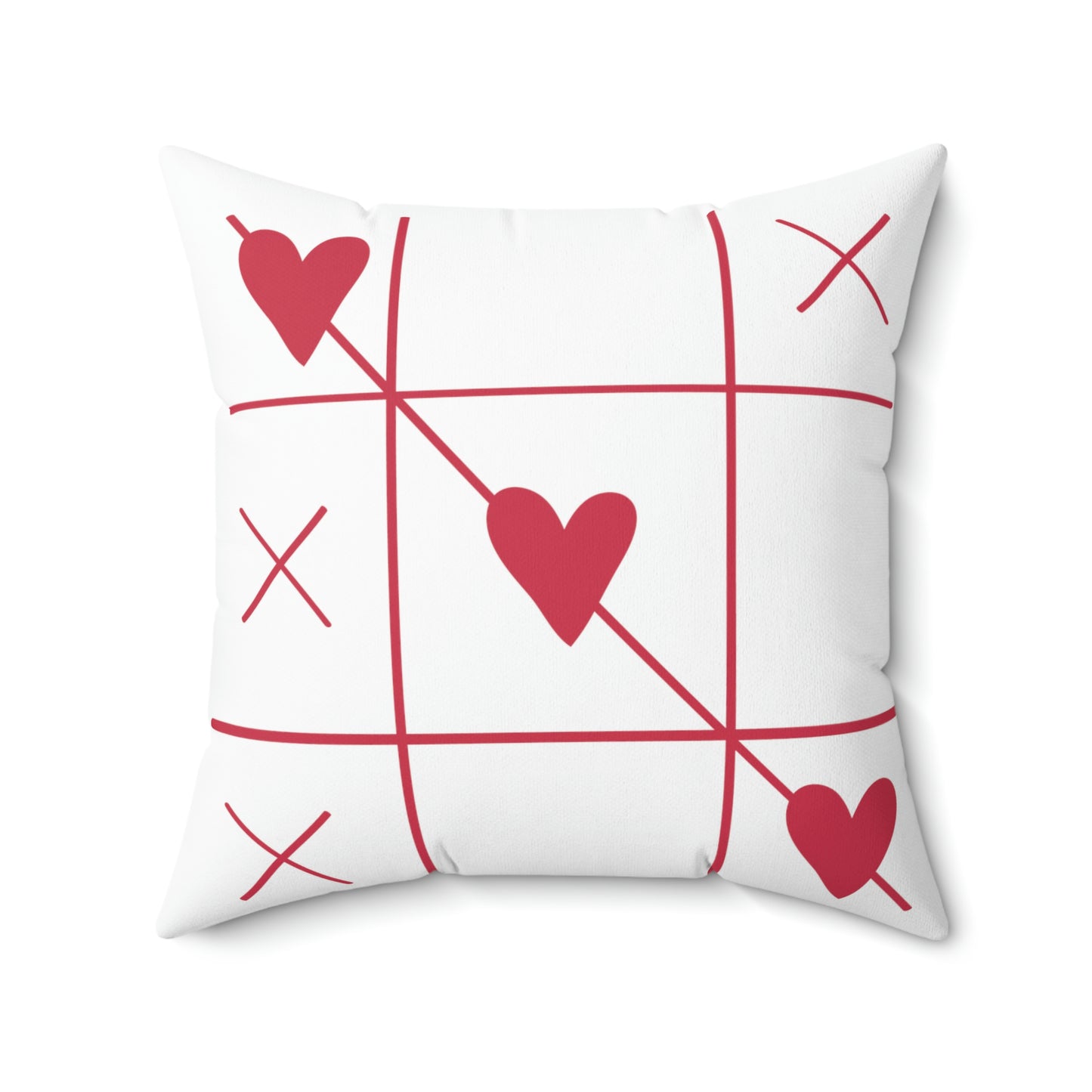 Valentine’s Day Tic Tac Toe Spun Polyester Square Pillow