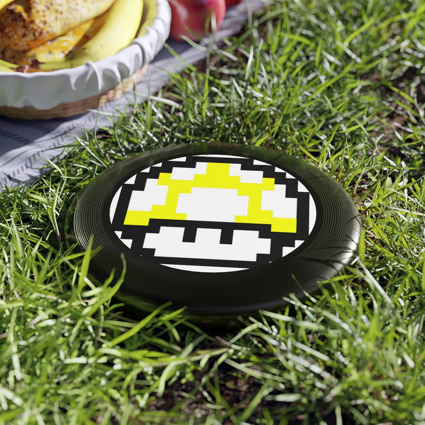 Yellow 8 Bit Style Mushroom Wham-O Frisbee