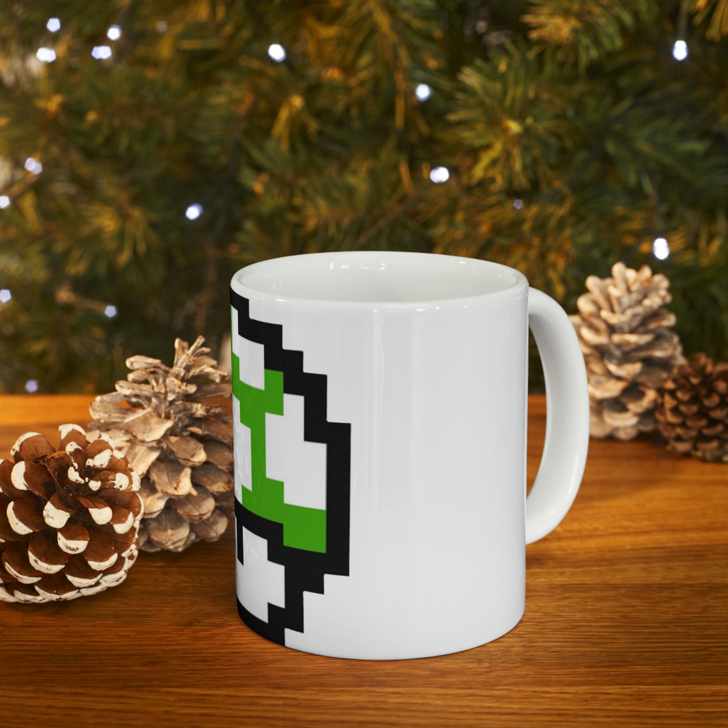 Mushroom 1UP 8 Bit Retro Ceramic Mug 11oz