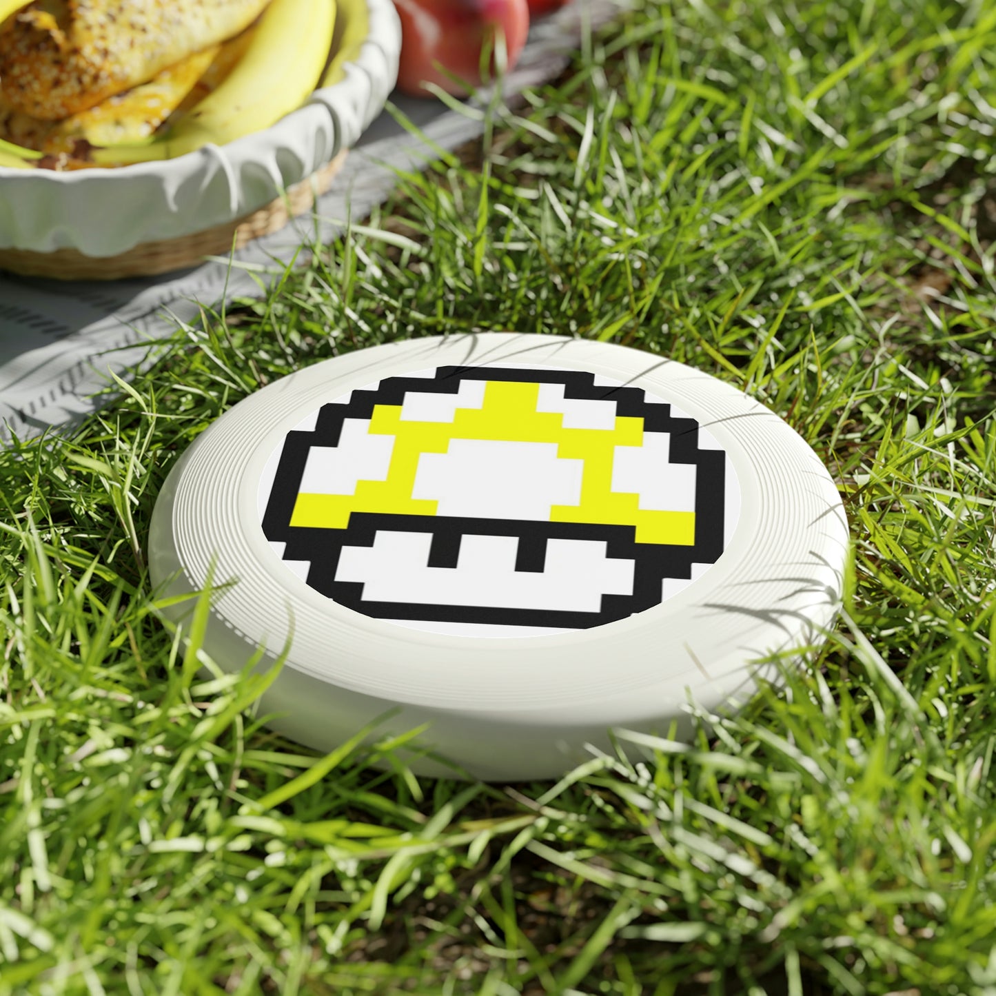 Yellow 8 Bit Style Mushroom Wham-O Frisbee