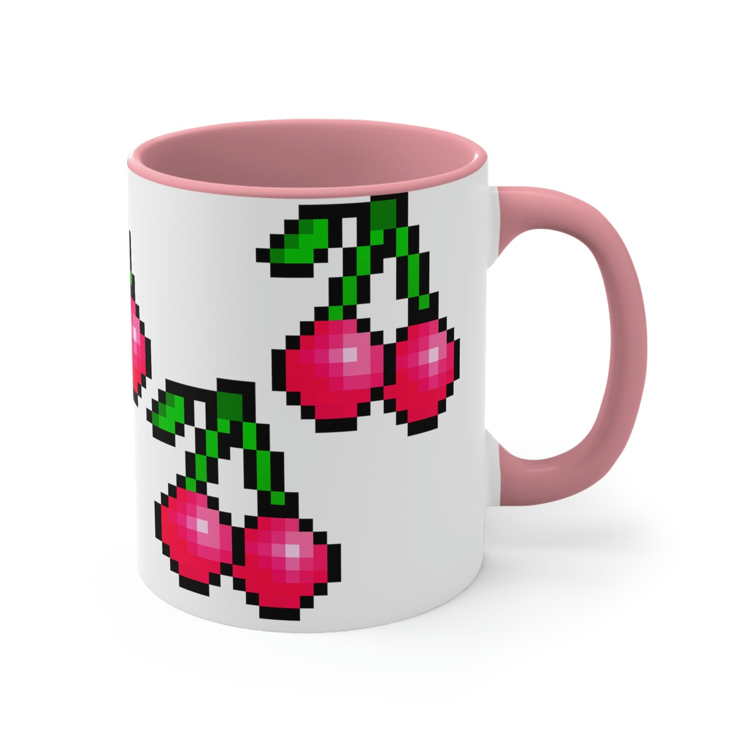 Retro 8 Bit Cherries Accent Coffee Mug, 11oz