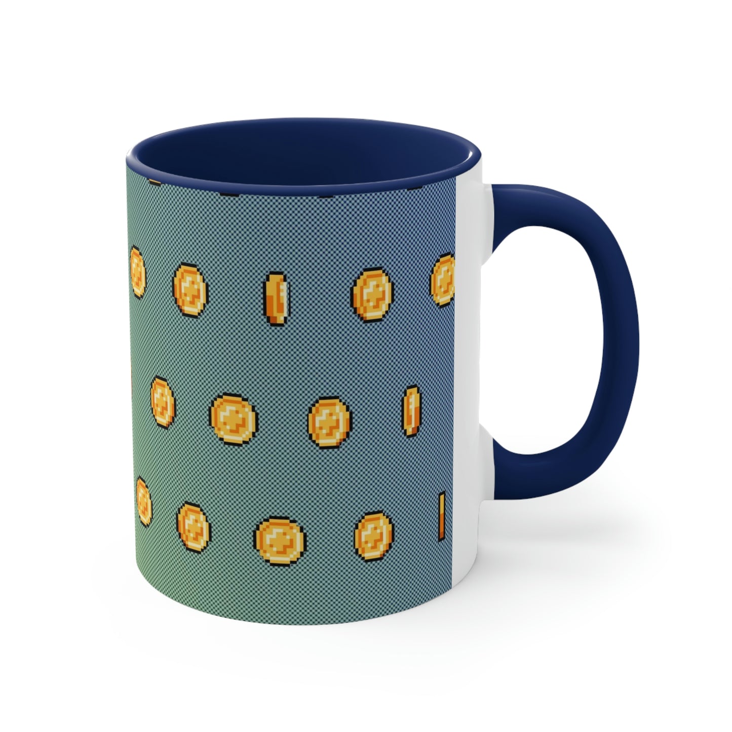 Video Game Style Retro Coins Accent Coffee Mug, 11oz