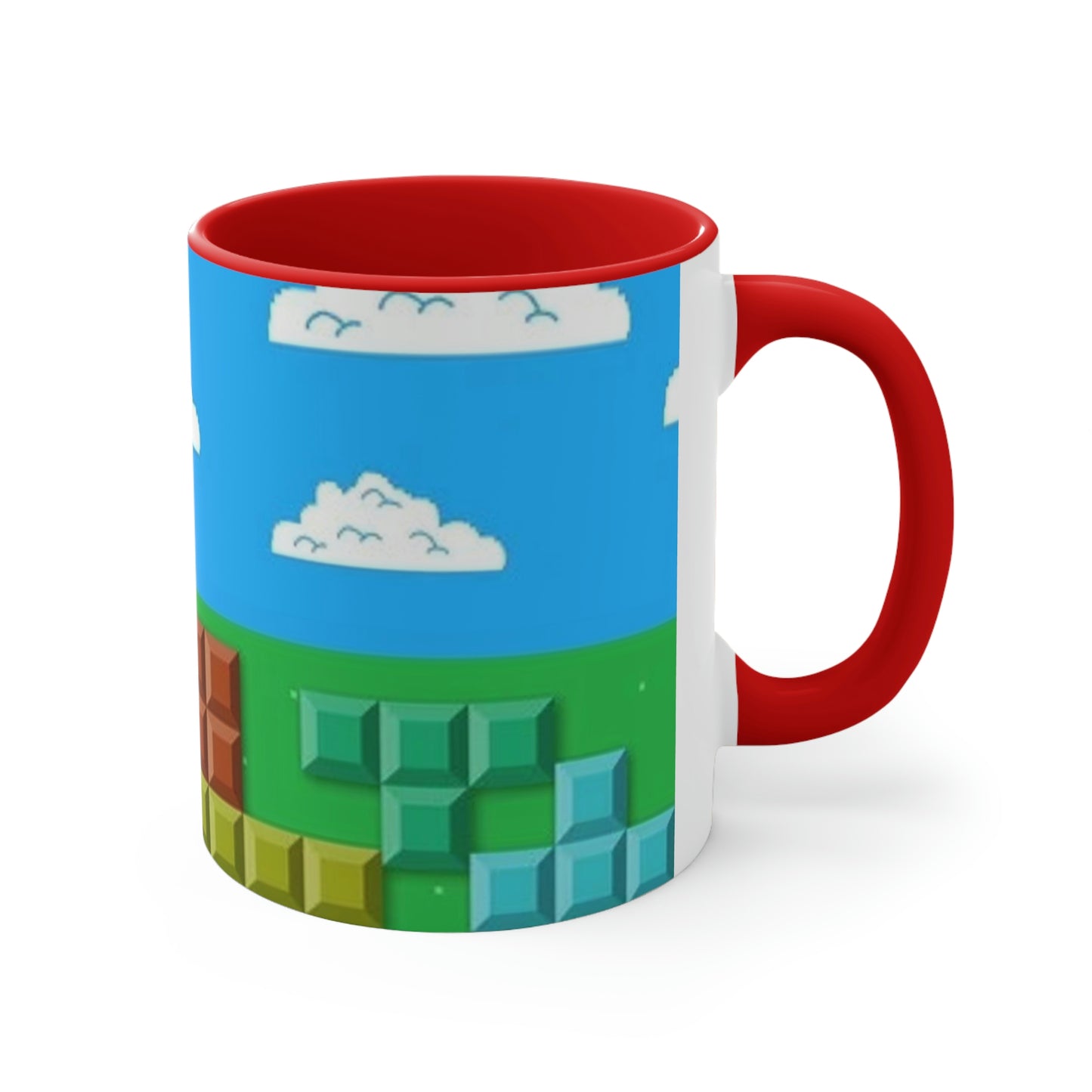 Video Game Tetris Style Scenic Background Accent Coffee Mug, 11oz