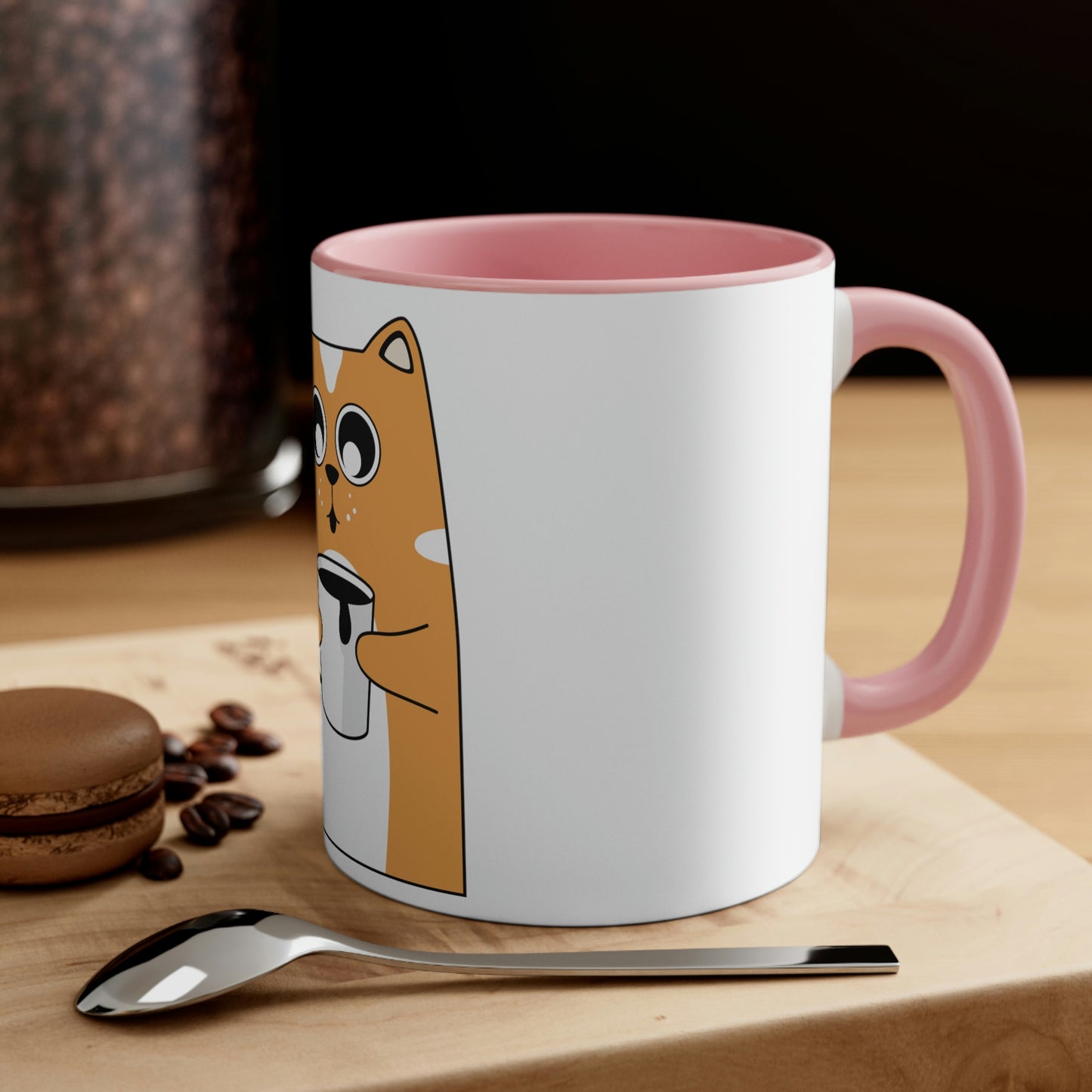 Cat With Coffee Accent Coffee Mug, 11oz