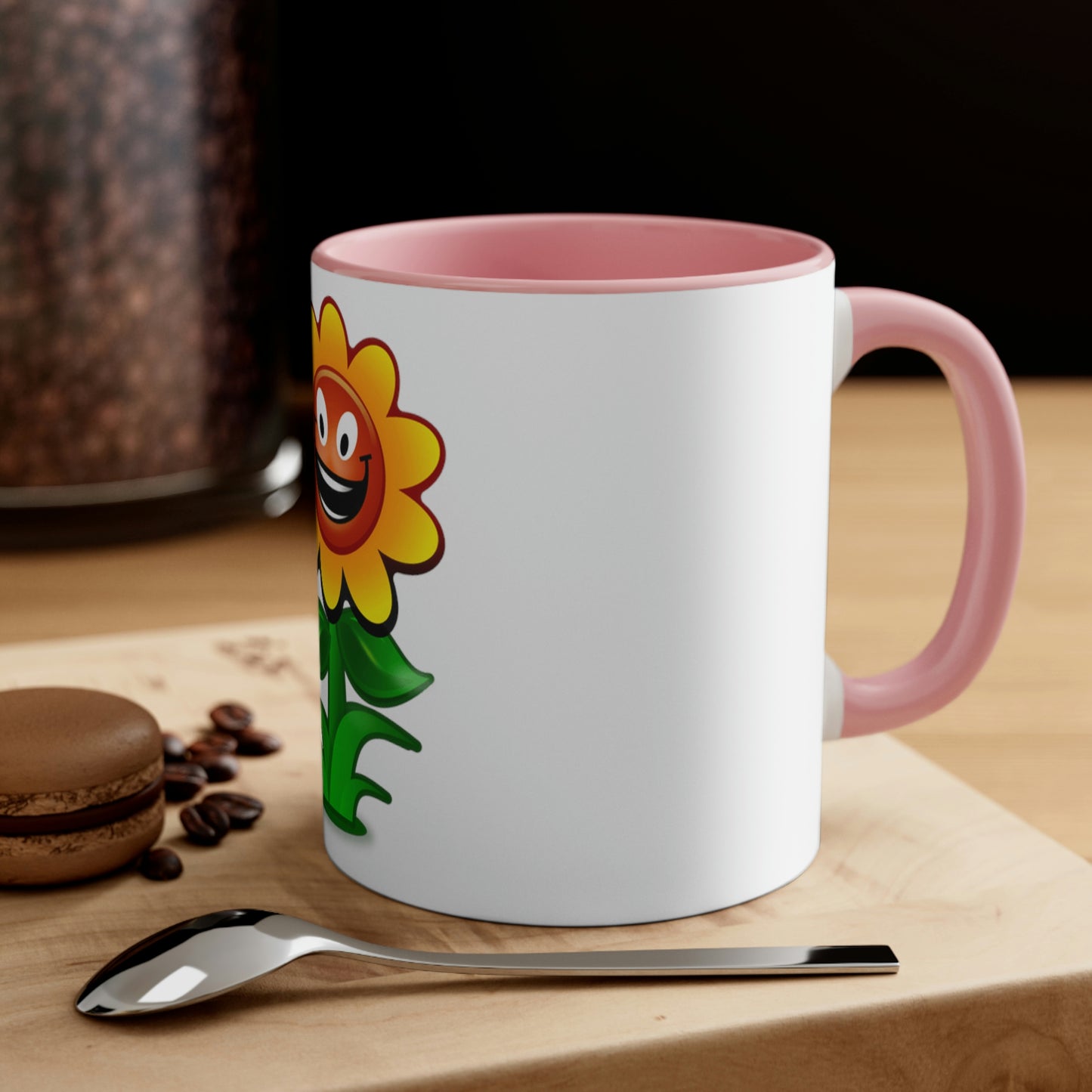 Video Game Style Flower Character Accent Coffee Mug, 11oz