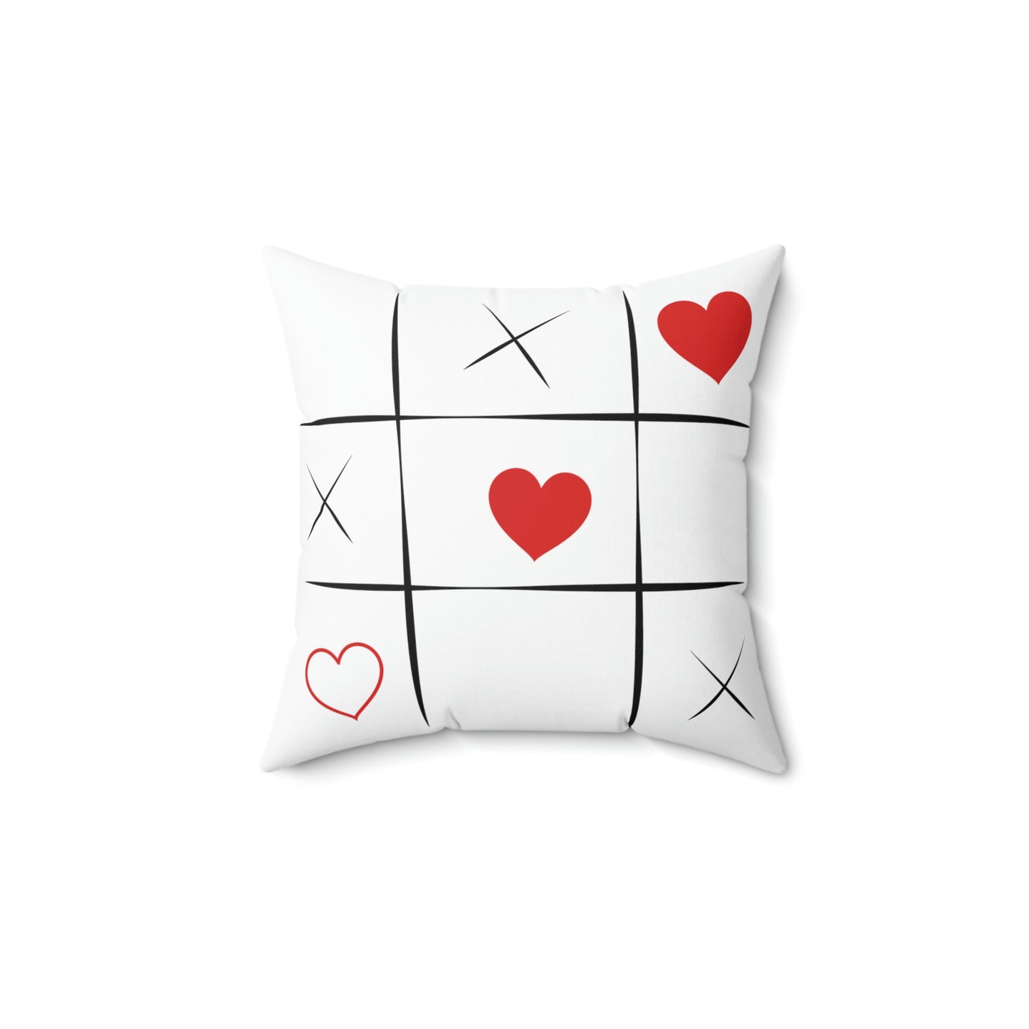 Valentine’s Day Tic Tac Toe Spun Polyester Square Pillow