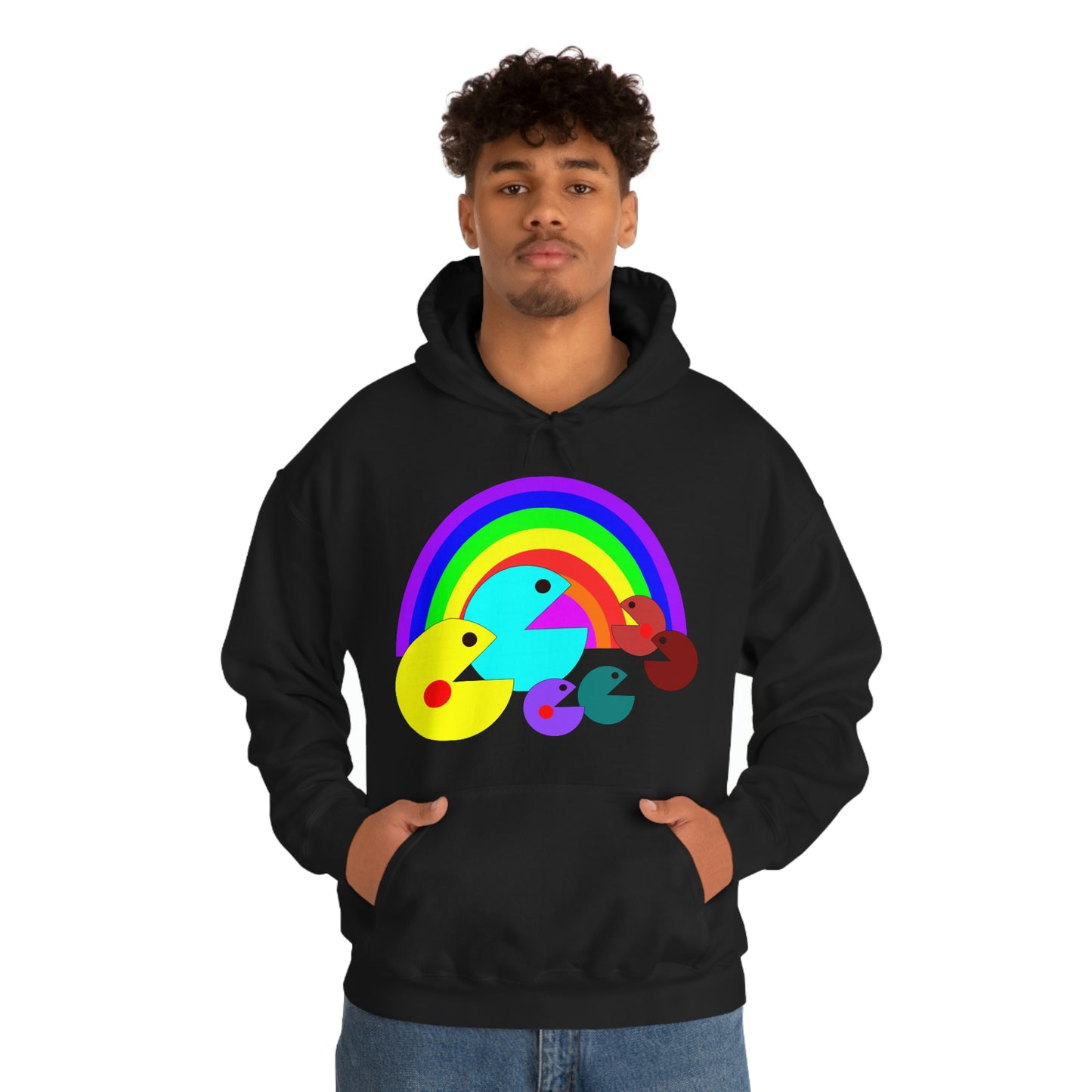 Pac Man Style Ranbow Unisex Hooded Sweatshirt