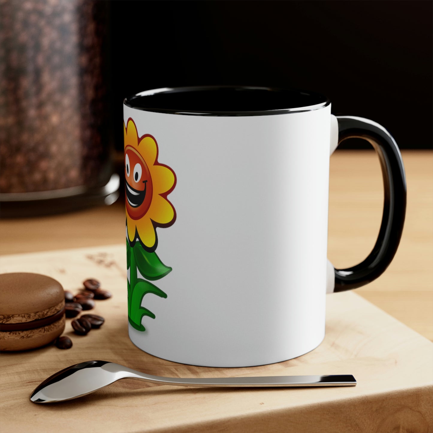 Video Game Style Flower Character Accent Coffee Mug, 11oz