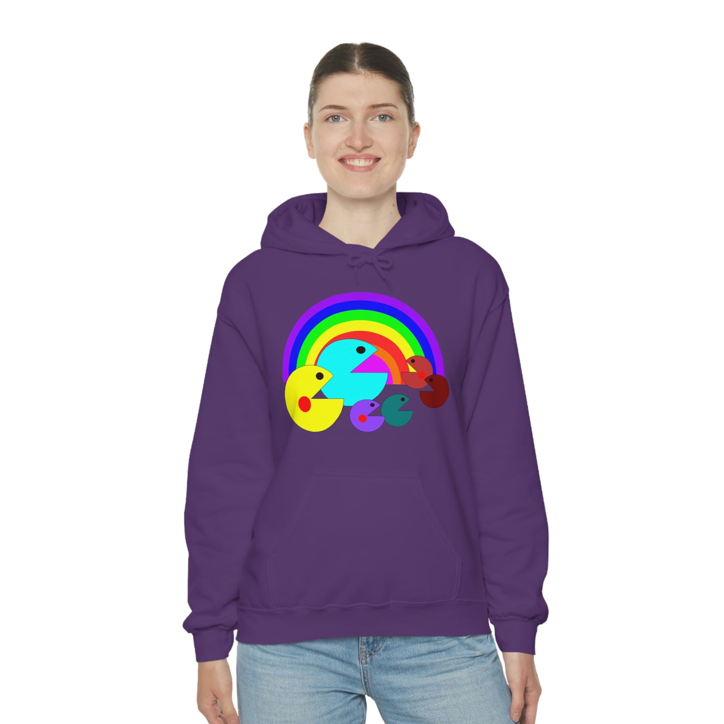 Pac Man Style Ranbow Unisex Hooded Sweatshirt