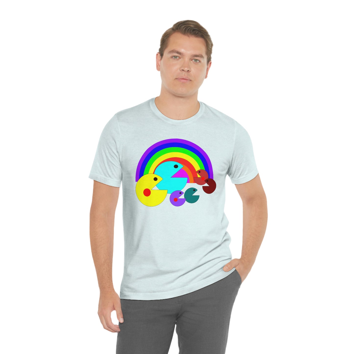 Pac Man Style Rainbow Unisex Jersey Short Sleeve Tee