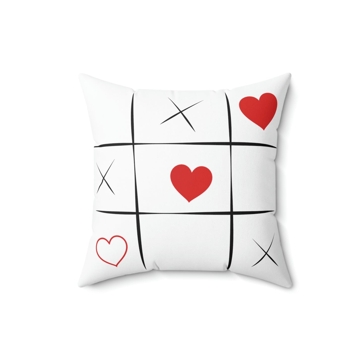 Valentine’s Day Tic Tac Toe Spun Polyester Square Pillow