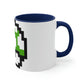 Mushroom 8 Bit Style 1UP Green Accent Coffee Mug, 11oz