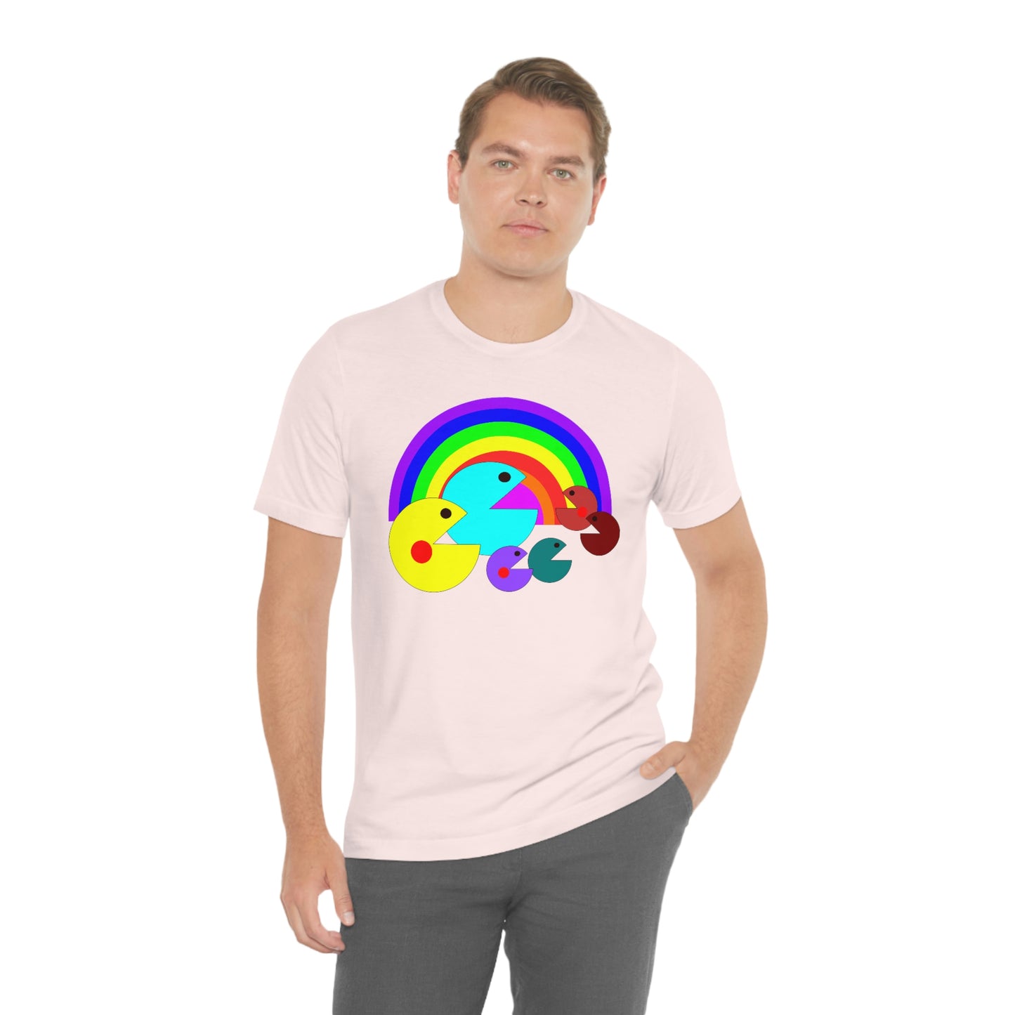 Pac Man Style Rainbow Unisex Jersey Short Sleeve Tee