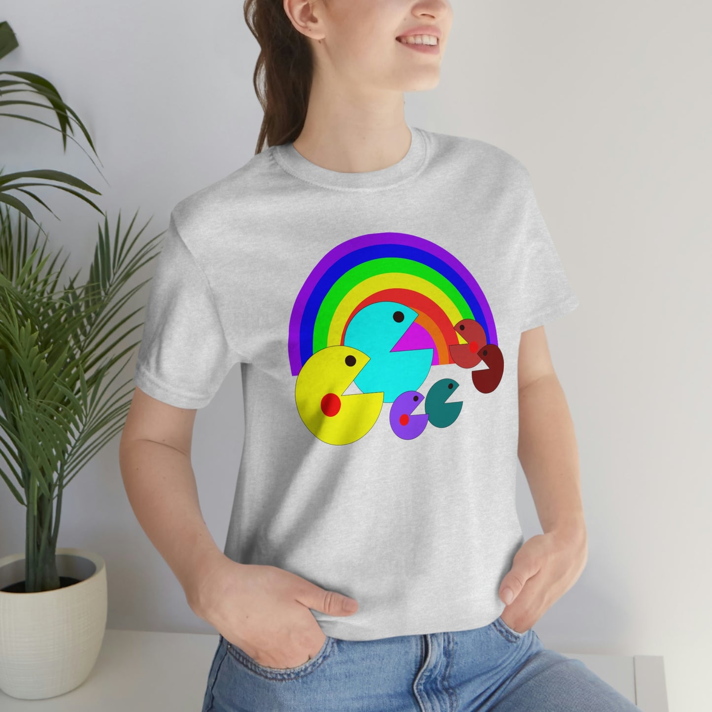 Pac Man Style Rainbow Unisex Jersey Short Sleeve Tee