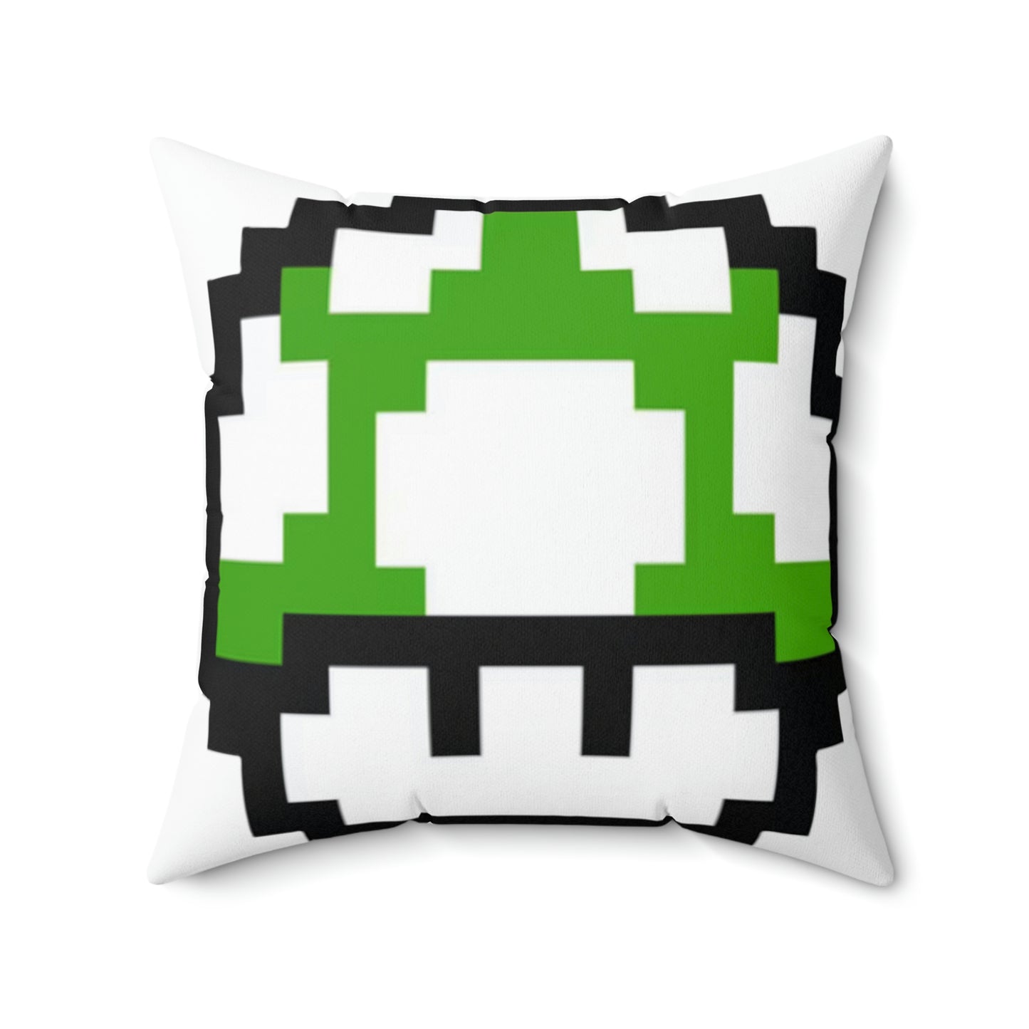 Retro Red & Green 8 Bit Mushrooms Spun Polyester Square Pillow