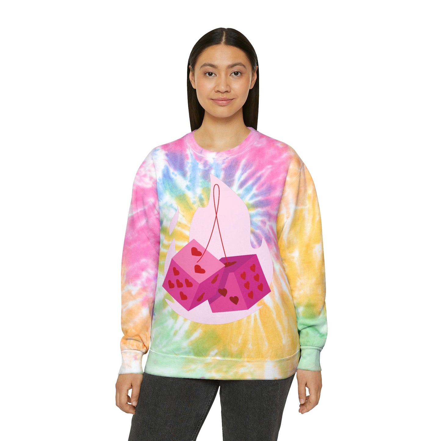 Dice Hearts Style Unisex Tie-Dye Sweatshirt