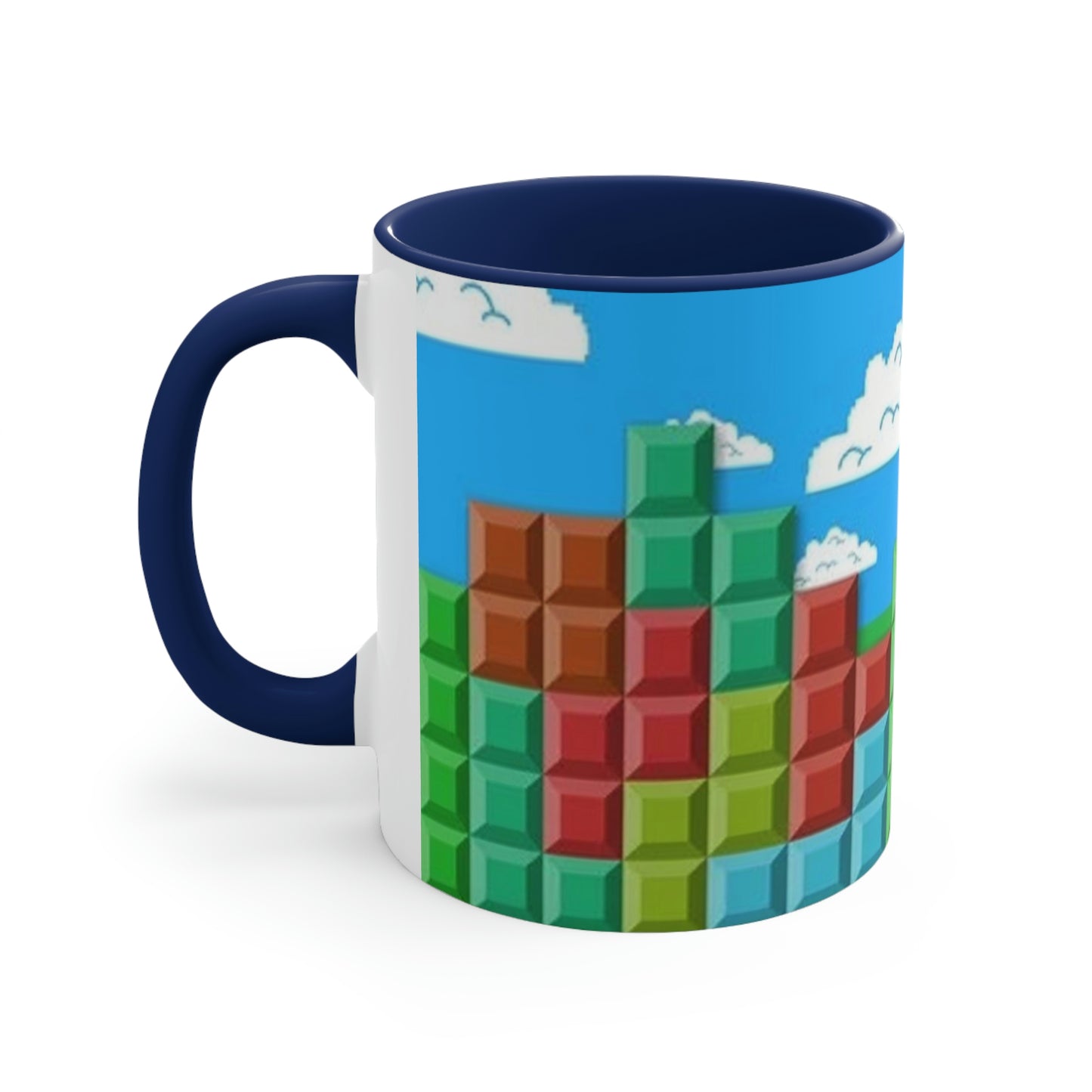 Video Game Tetris Style Scenic Background Accent Coffee Mug, 11oz