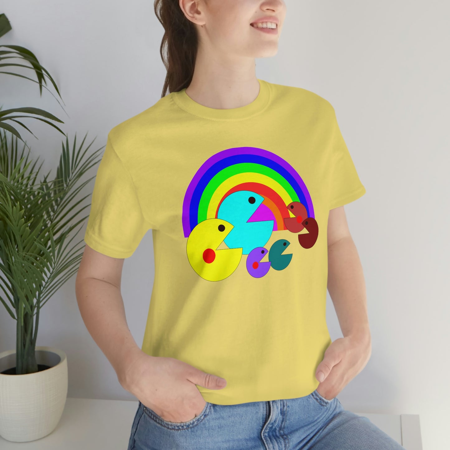 Pac Man Style Rainbow Unisex Jersey Short Sleeve Tee