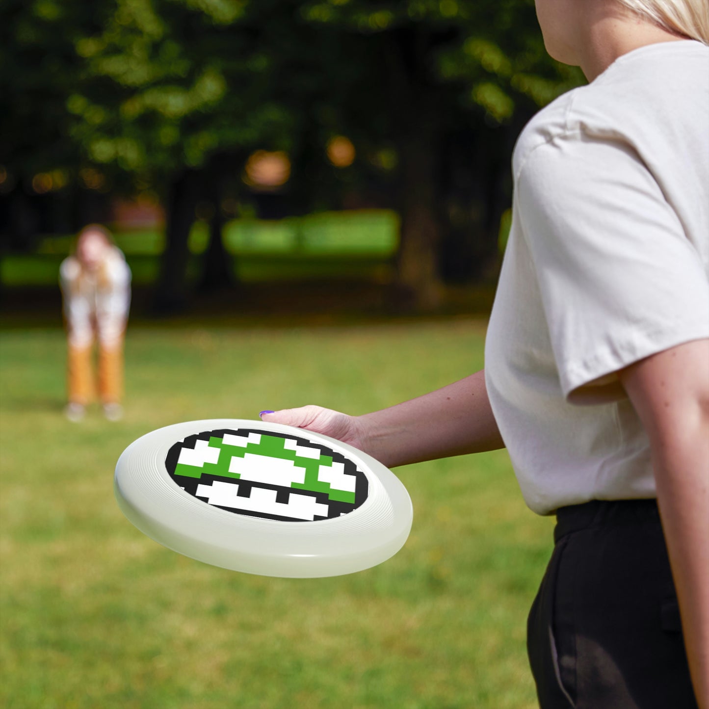 Green 8 Bit Style Mushroom Wham-O Frisbee