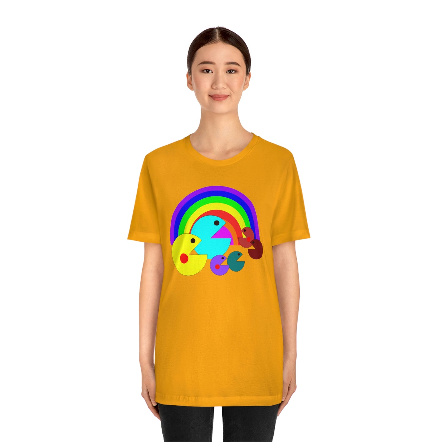 Pac Man Style Rainbow Unisex Jersey Short Sleeve Tee