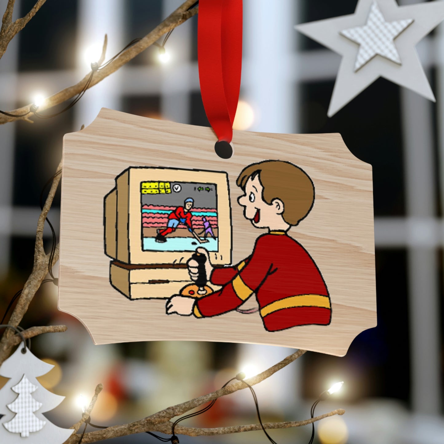 Retro Gamer Wooden Christmas Ornaments