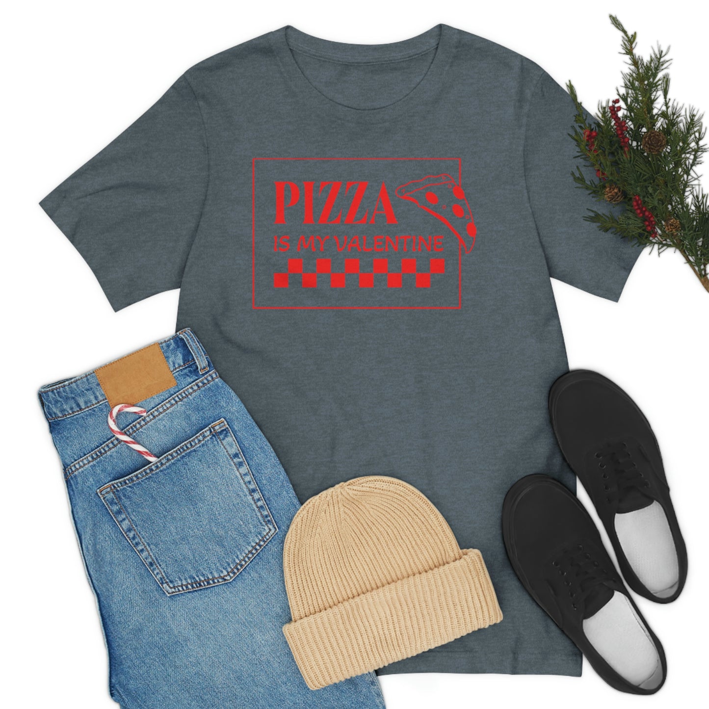 Pizza Is My Valentine Unisex Jersey Short Sleeve Tee