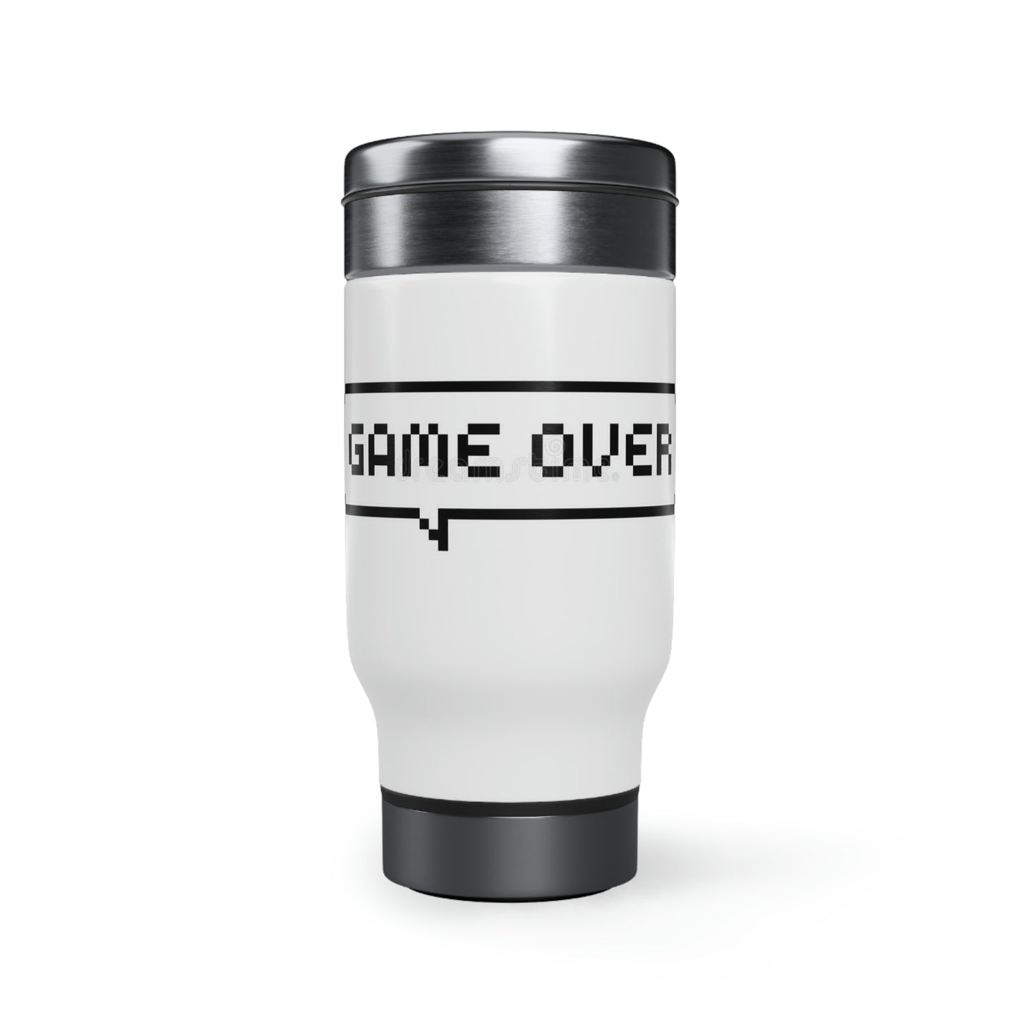 Game Over 8 Bit Travel Mug with Handle, 14oz