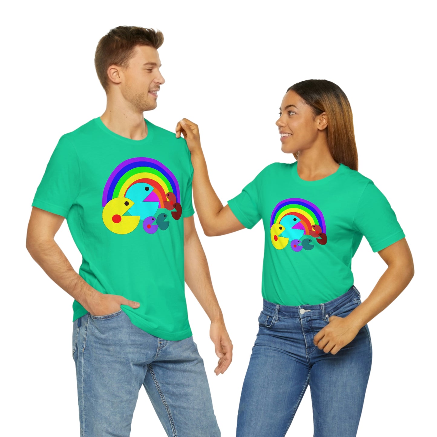 Pac Man Style Rainbow Unisex Jersey Short Sleeve Tee