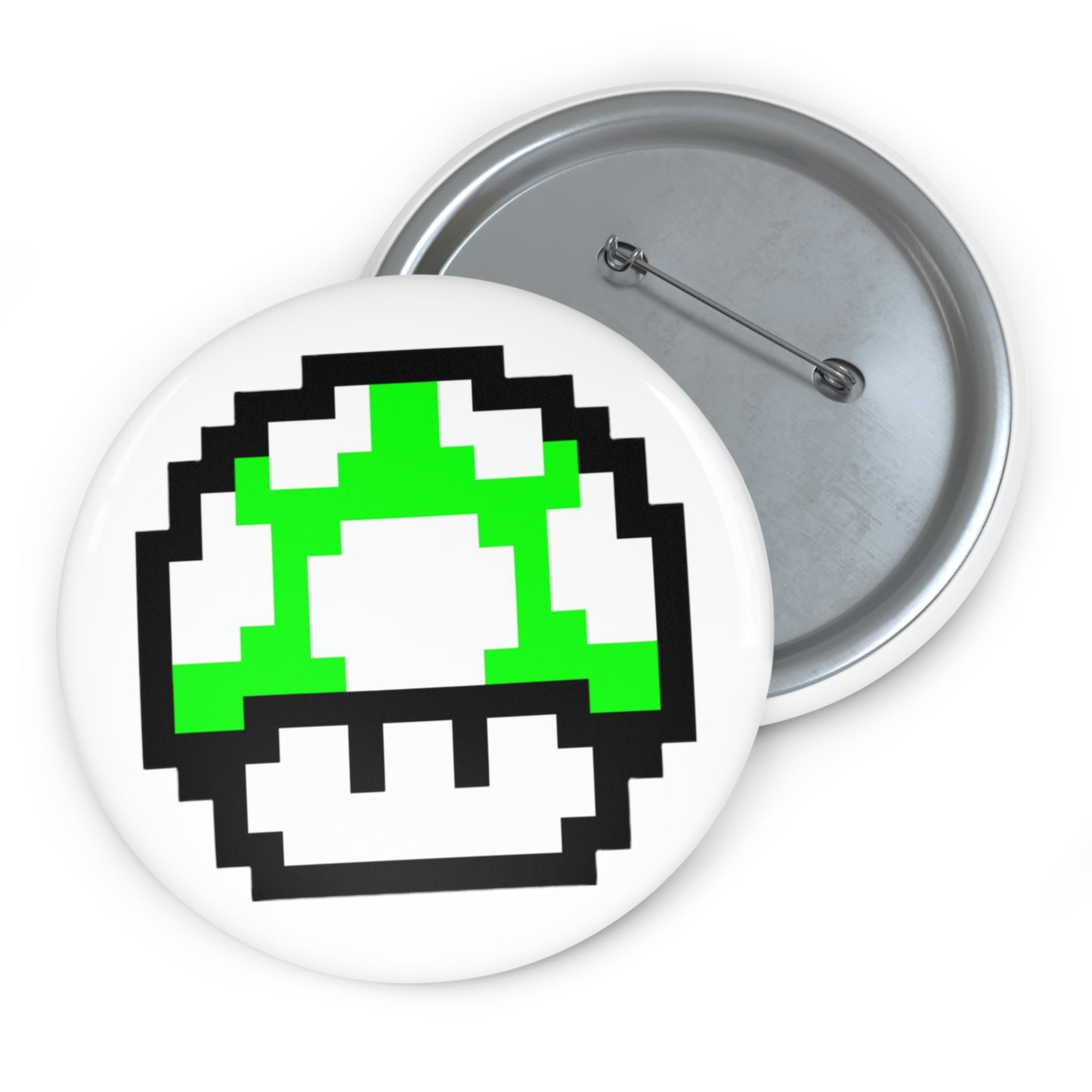 Mushroom 1 UP 8 Bit Style Custom Pin Buttons