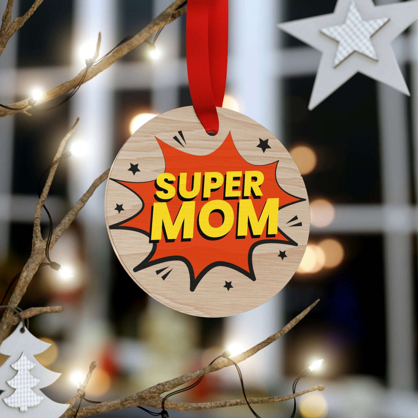 Super Mom Wooden Christmas Ornaments