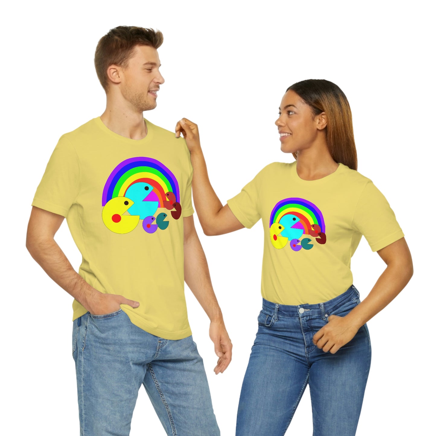 Pac Man Style Rainbow Unisex Jersey Short Sleeve Tee