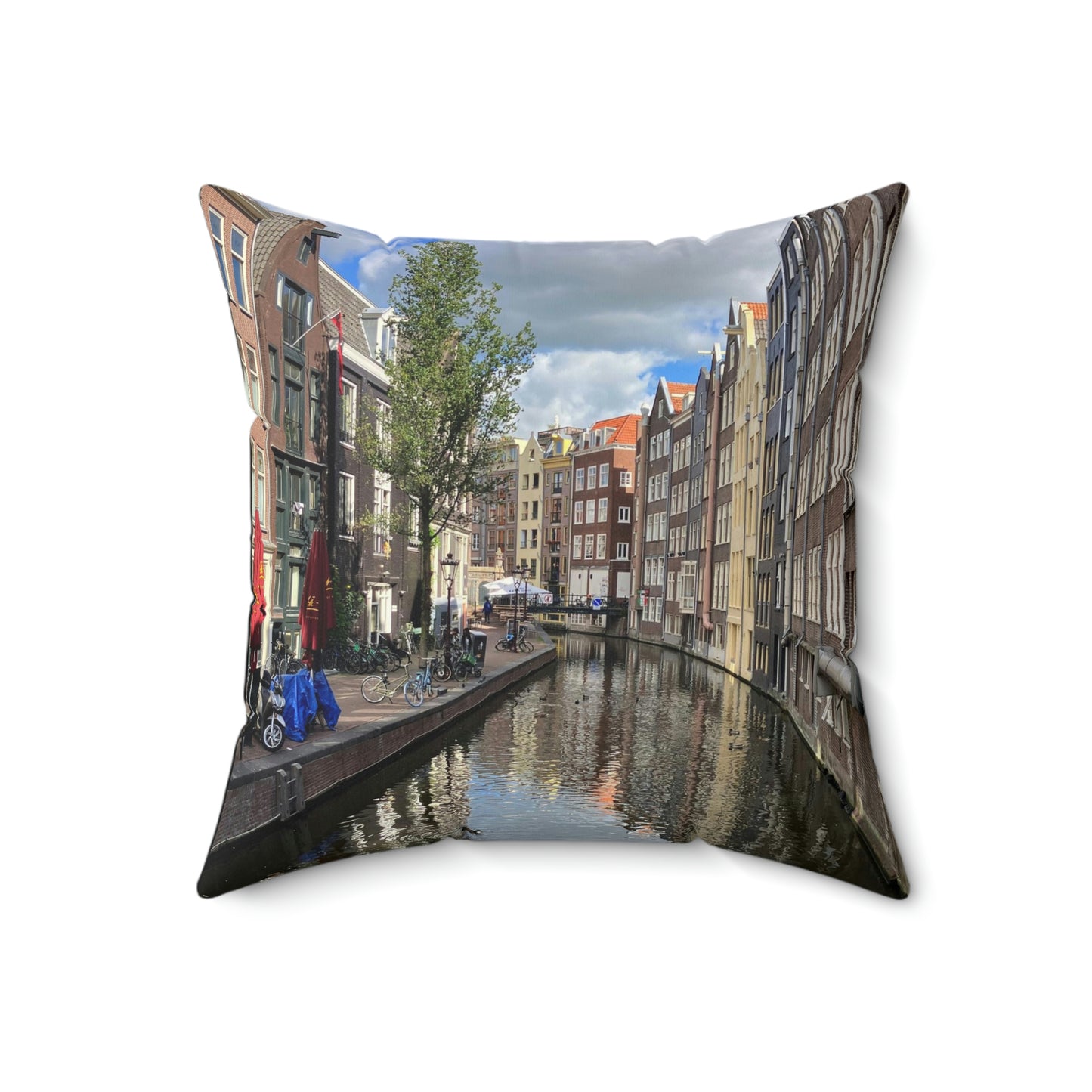 Amsterdam Canals Spun Polyester Square Pillow