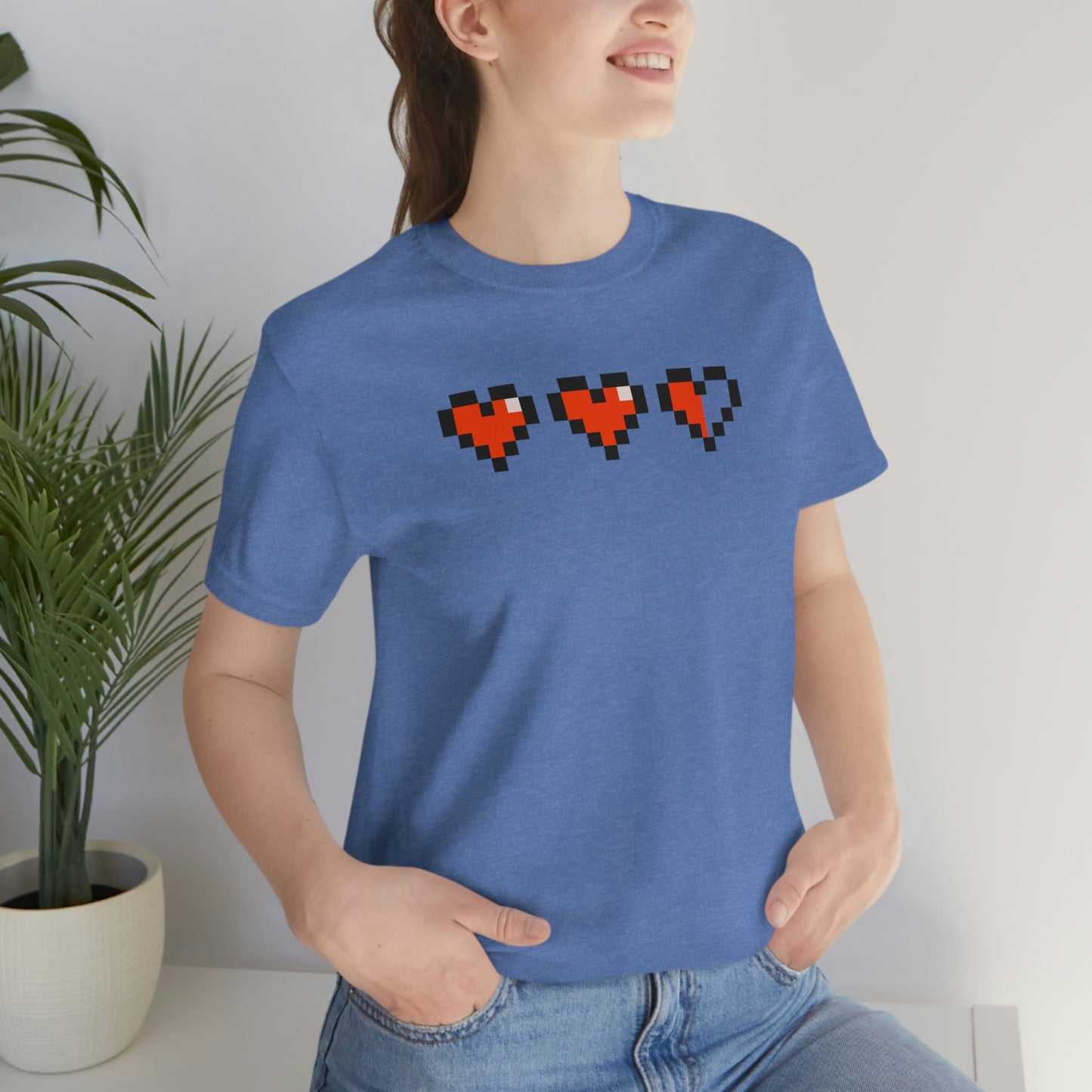 Hearts 2 1/2 8 Bit Style Unisex Jersey Short Sleeve Tee