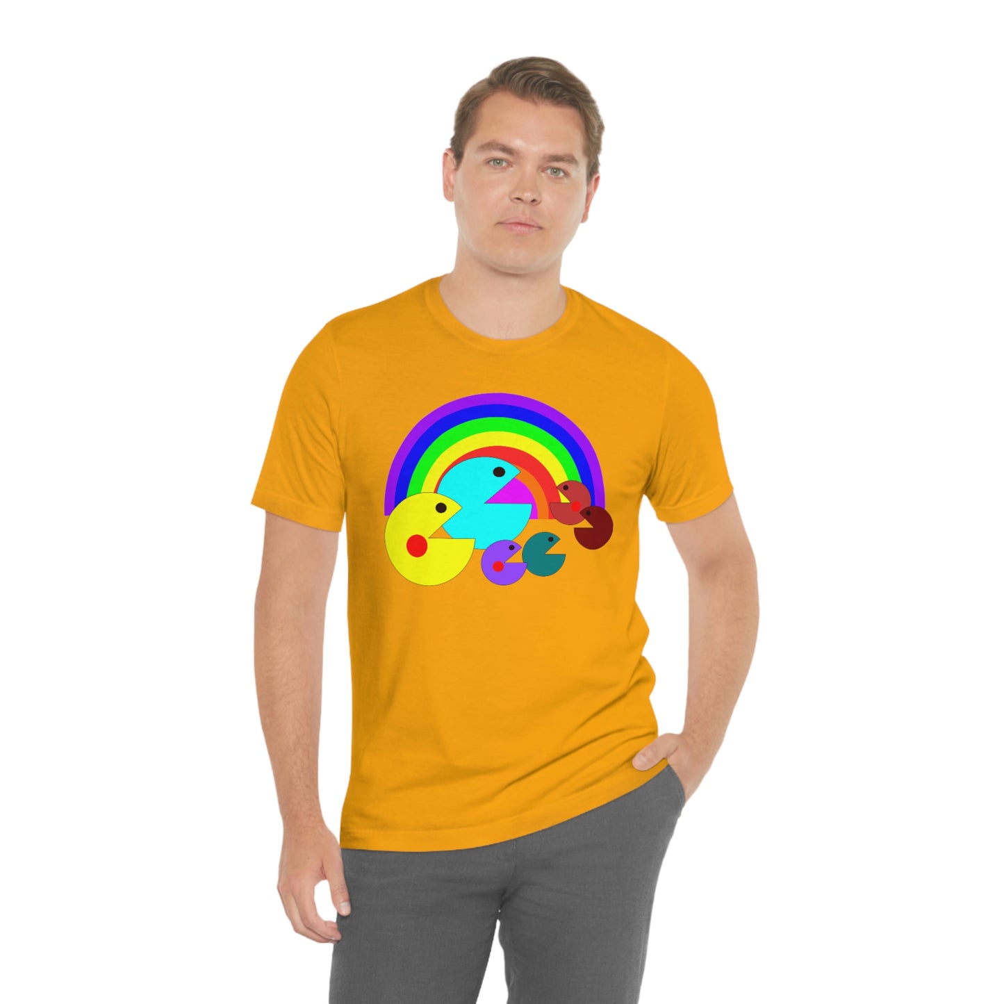 Pac Man Style Rainbow Unisex Jersey Short Sleeve Tee