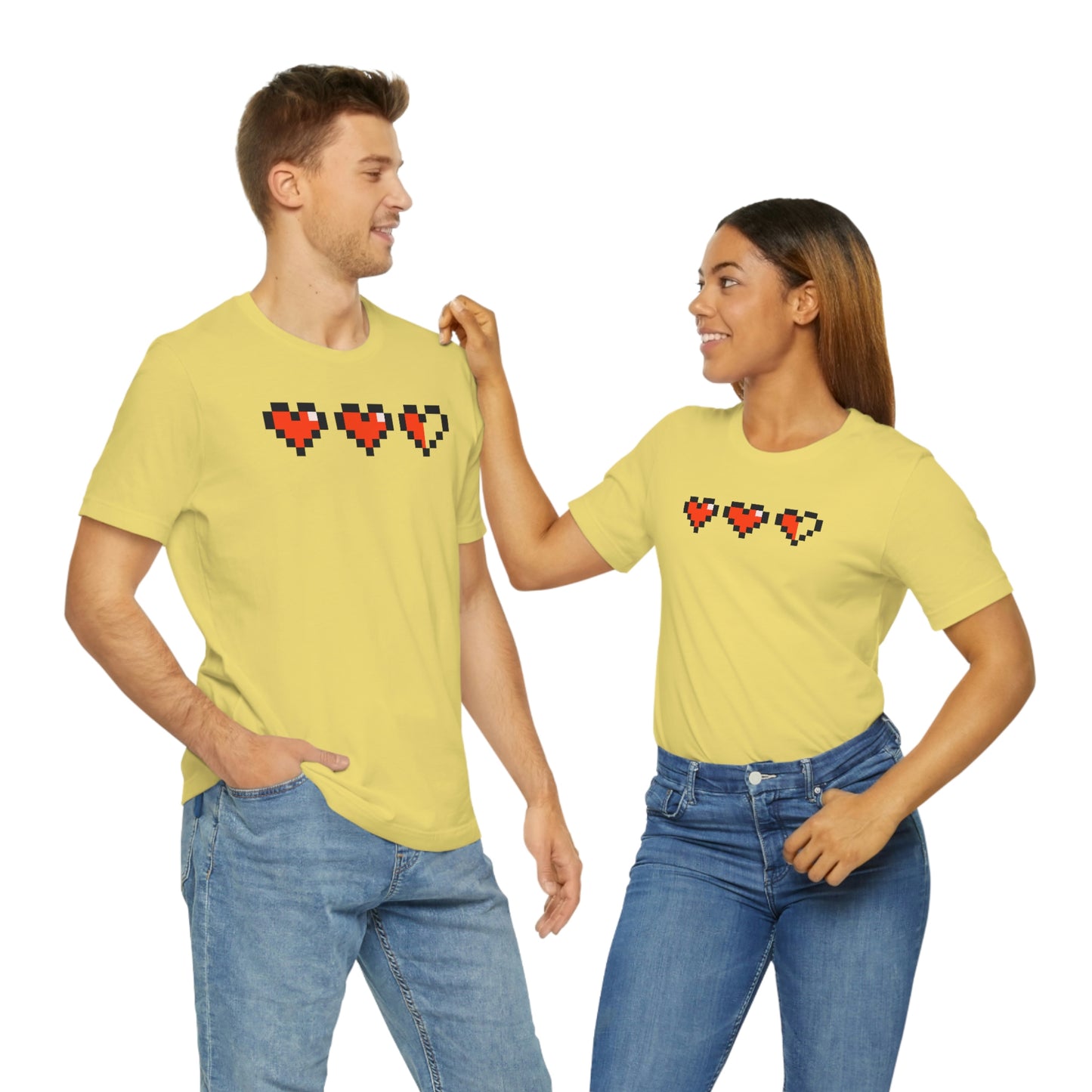 Hearts 2 1/2 8 Bit Style Unisex Jersey Short Sleeve Tee