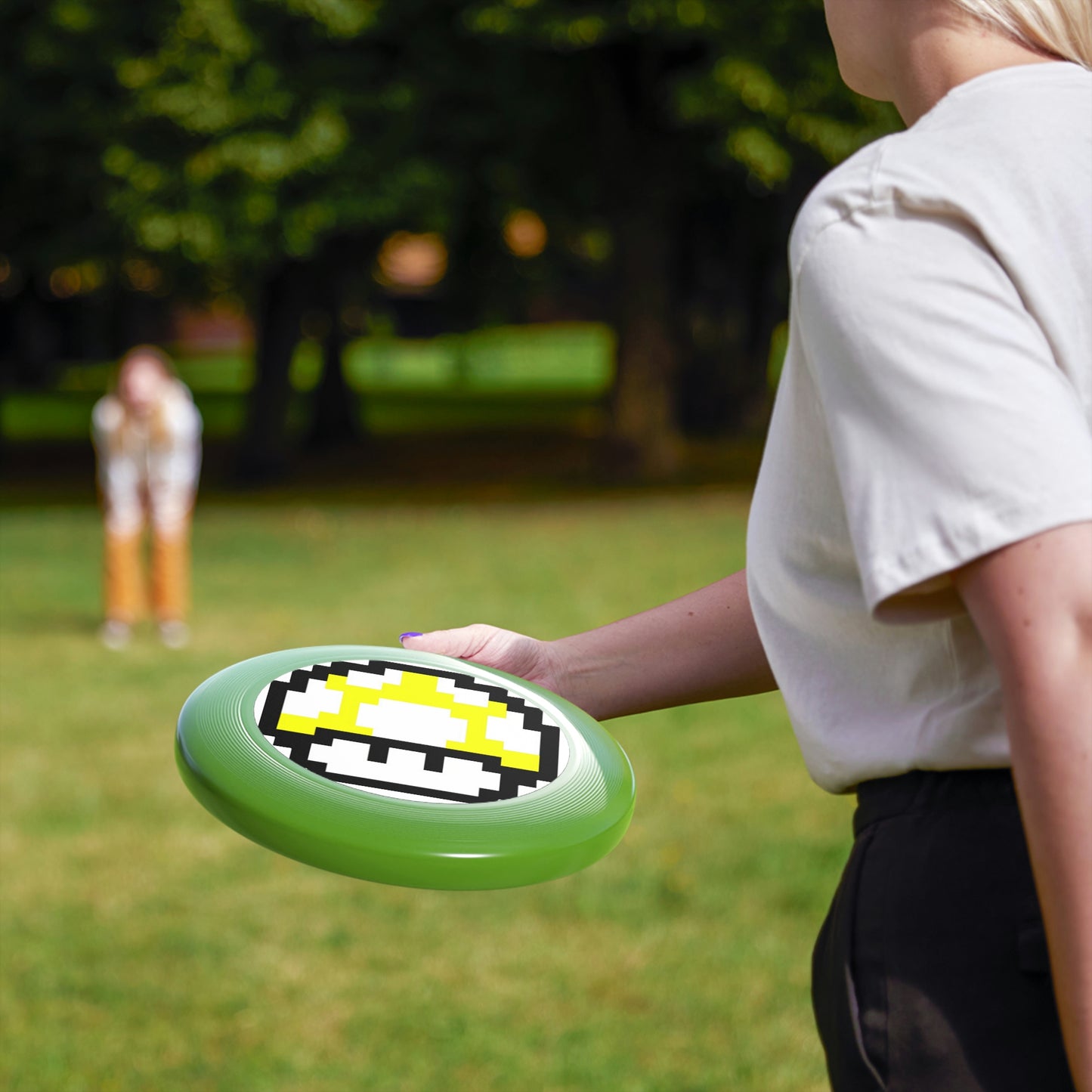 Yellow 8 Bit Style Mushroom Wham-O Frisbee