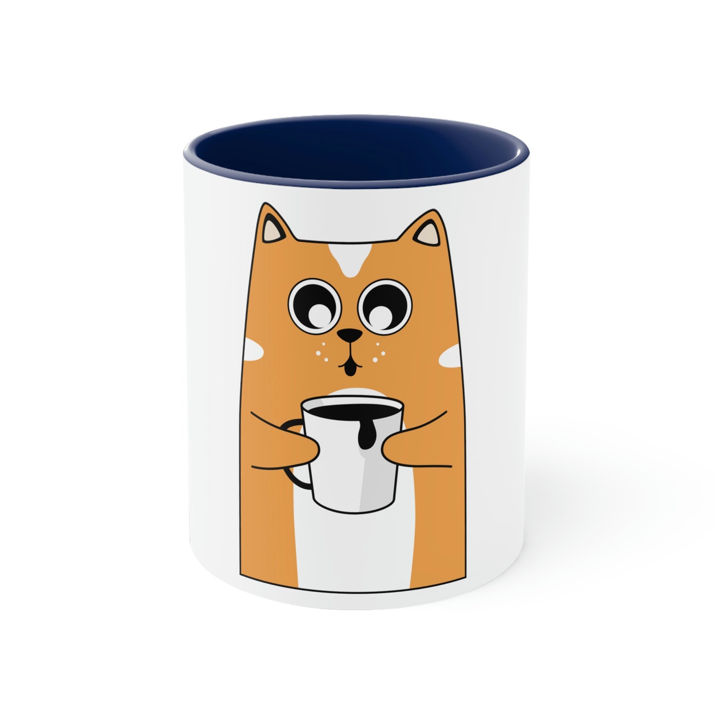 Cat With Coffee Accent Coffee Mug, 11oz