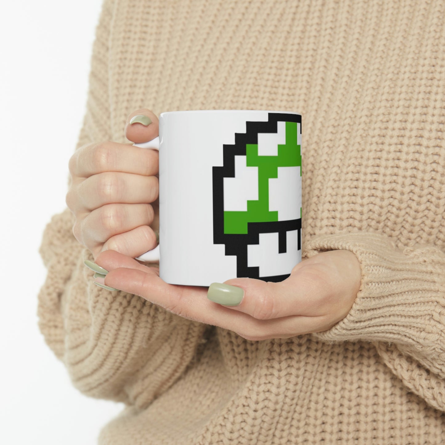 Mushroom 1UP 8 Bit Retro Ceramic Mug 11oz