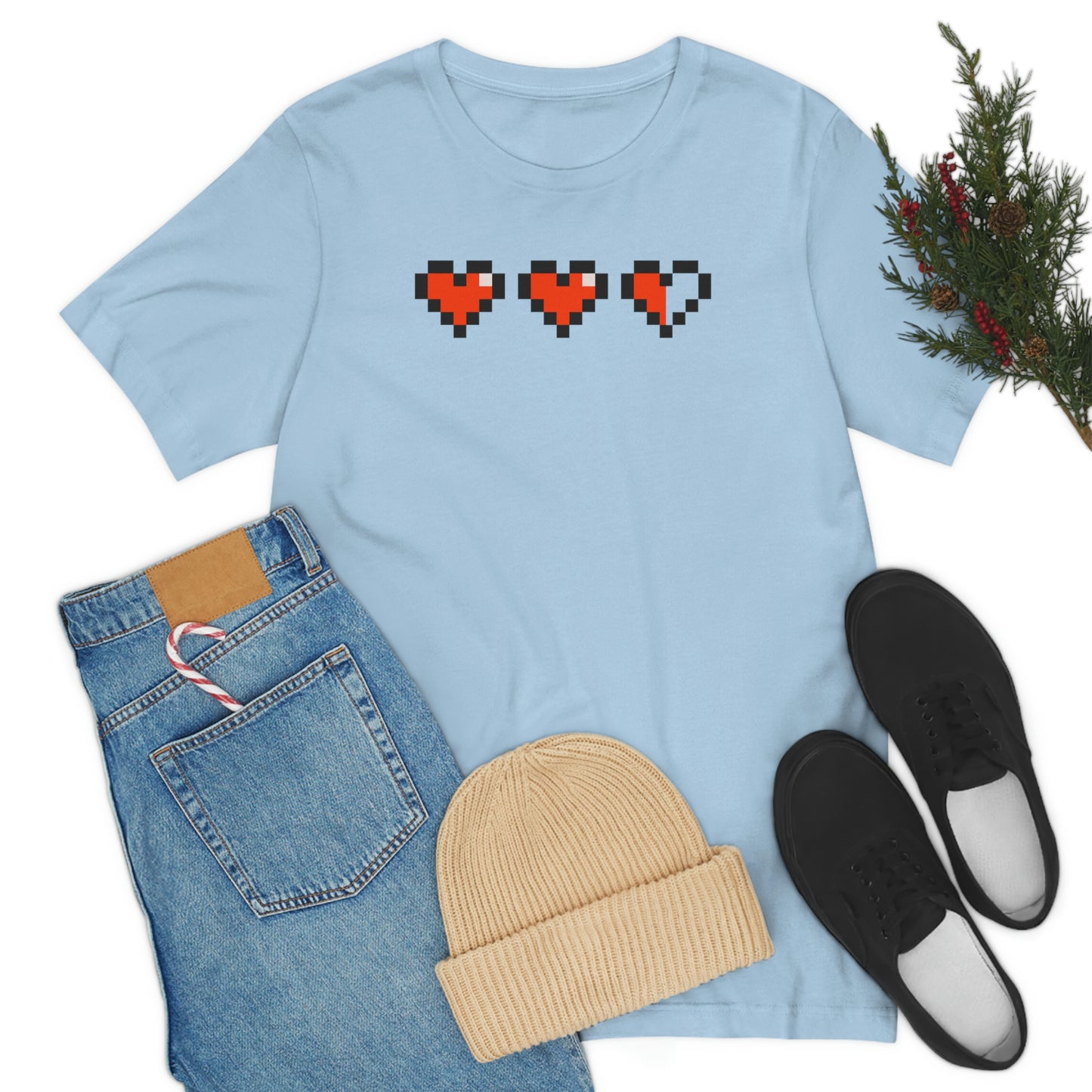 Hearts 2 1/2 8 Bit Style Unisex Jersey Short Sleeve Tee