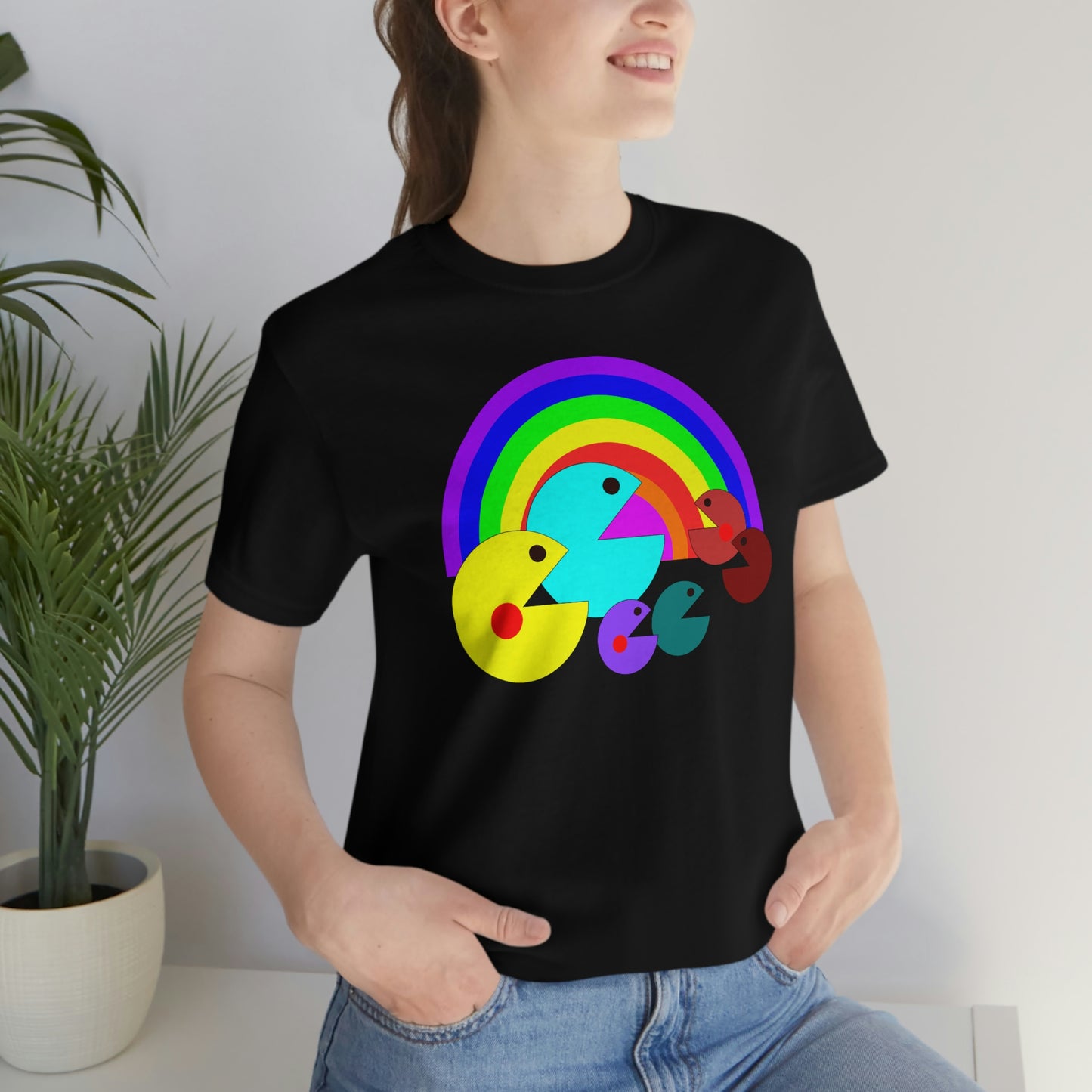 Pac Man Style Rainbow Unisex Jersey Short Sleeve Tee