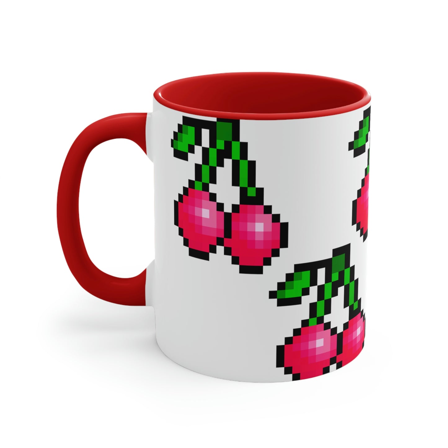 Retro 8 Bit Cherries Accent Coffee Mug, 11oz