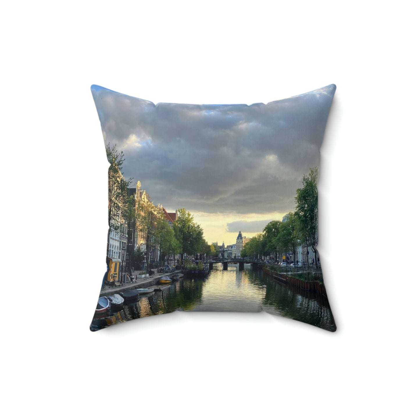 Amsterdam Canals Spun Polyester Square Pillow