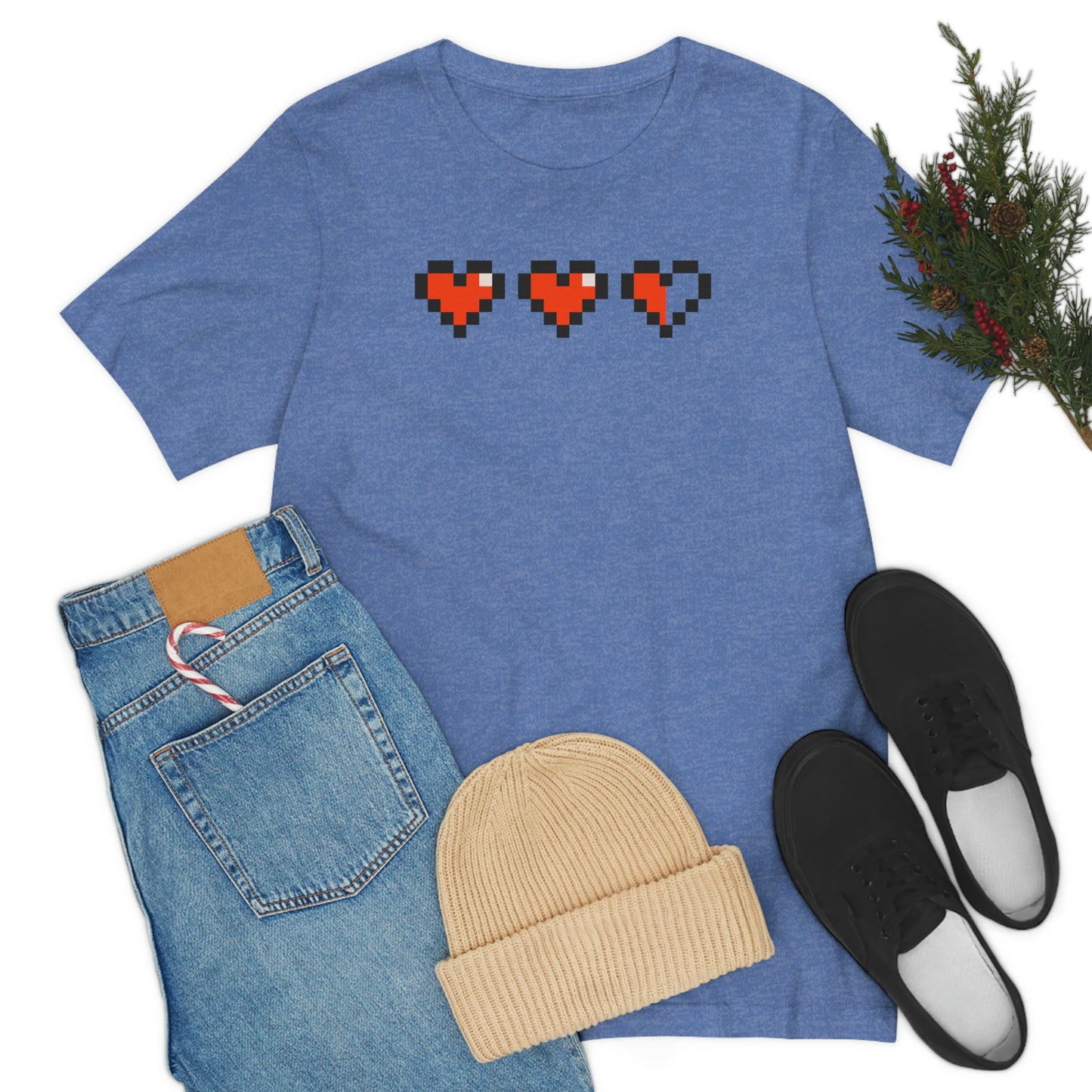 Hearts 2 1/2 8 Bit Style Unisex Jersey Short Sleeve Tee