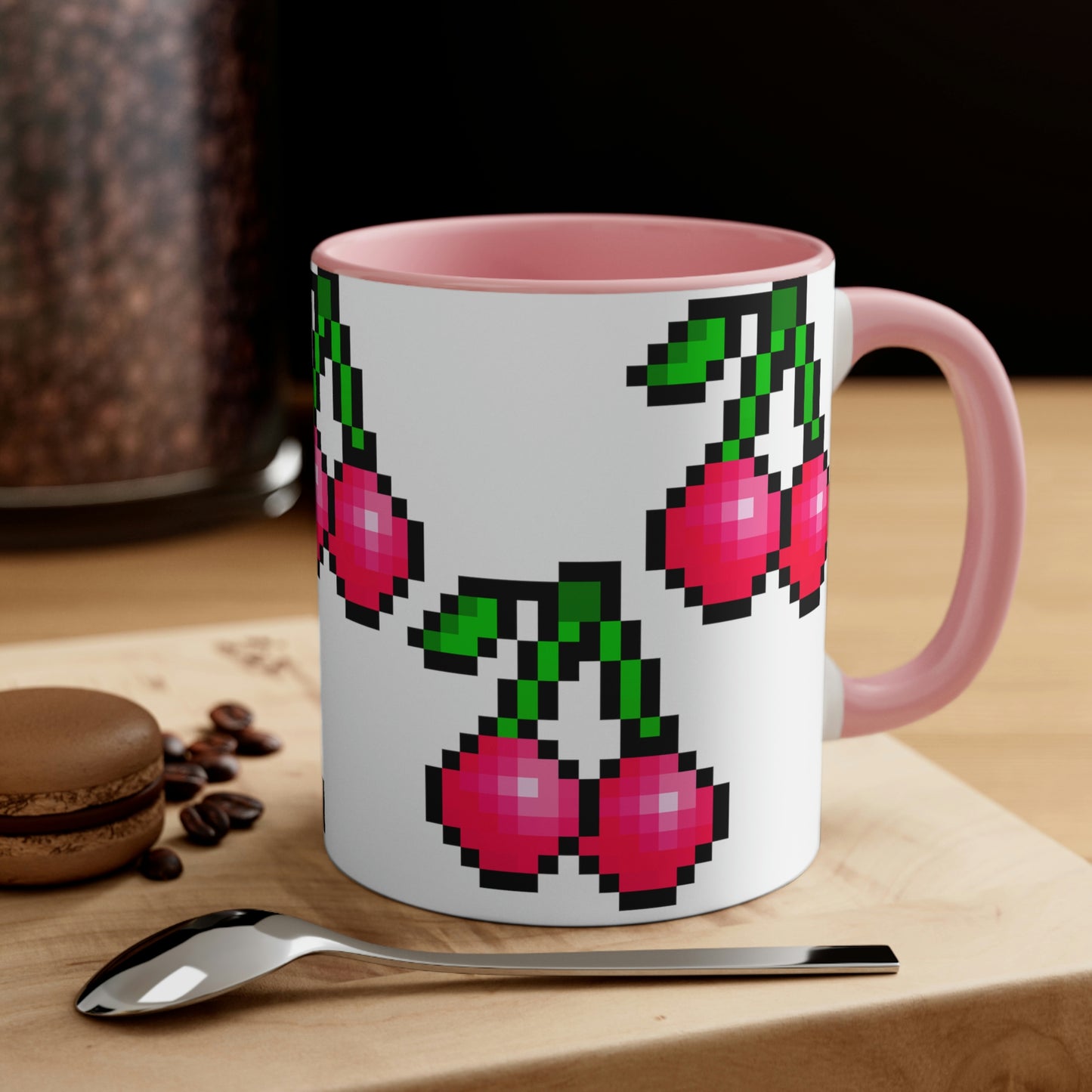 Retro 8 Bit Cherries Accent Coffee Mug, 11oz